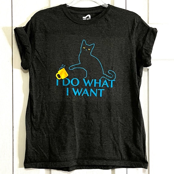 T-shirt “I do what I want” cat dropping cup size M - Picture 2 of 6